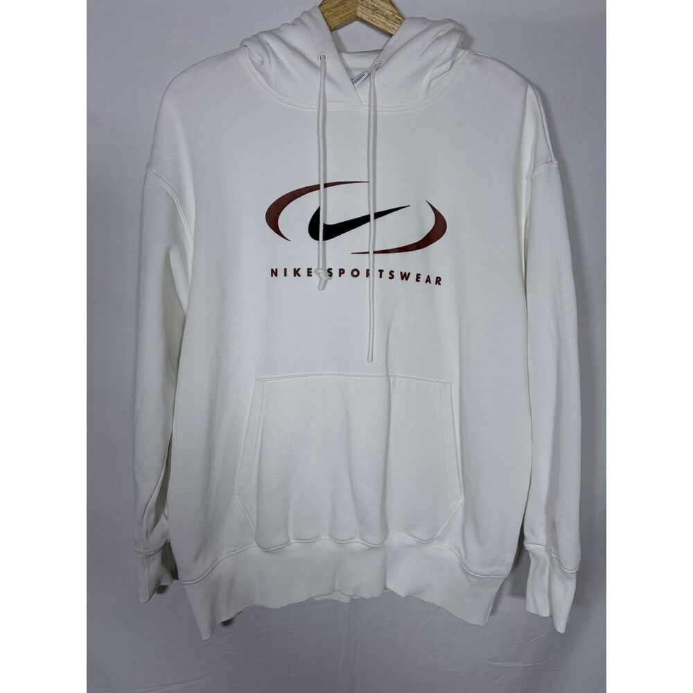 Nike Sportswear Oversized Fleece Pullover Hoodie White Size Small